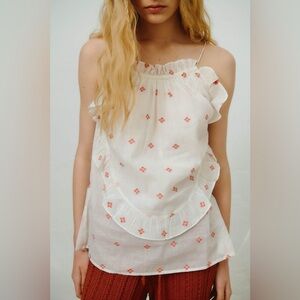 NWT NEW Anaak Embroidered Floral Cotton Tank Top Camisole Blouse Size 1 (XS-S)
